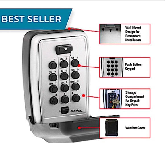 š Combination Wall-Mount Lock Box w/ push button key pad - Picture 4 of 14